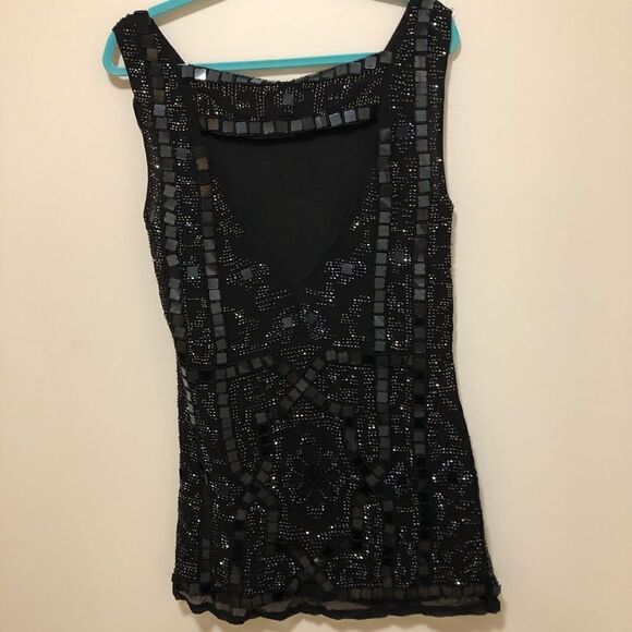 NWT Free People Embellished Speakeasy black mini Dress Size 4 - Picture 5 of 8